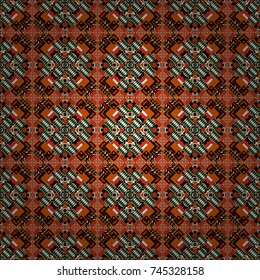 Vector abstract seamless pattern, stylized pattern background, tiles pattern in gray, black and orange colors.