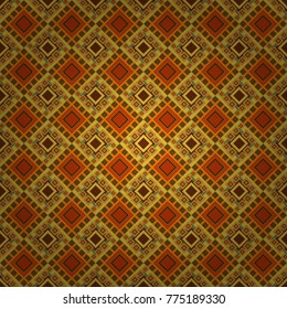 Vector abstract seamless pattern, stylized pattern background, tiles pattern in yellow, brown and orange colors.