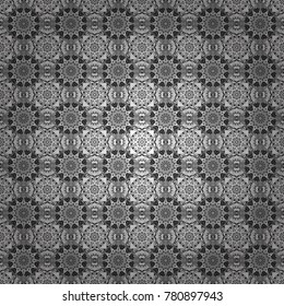 Vector abstract seamless pattern, stylized pattern background, tiles pattern in black, white and gray colors.