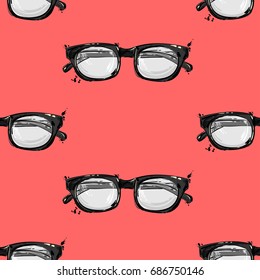 Vector abstract seamless pattern with sunglasses. Fashion illustration. Beauty and fashion.