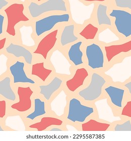Vector abstract seamless pattern. Terrazzo floor tile imitation, stone texture. Trendy design for fabric, wrapping, backgrounds, wallpaper, textile.