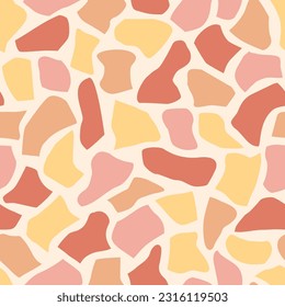 Vector abstract seamless pattern. Terrazzo floor tile imitation, stone texture. Trendy design for fabric, wrapping, backgrounds, wallpaper, textile.