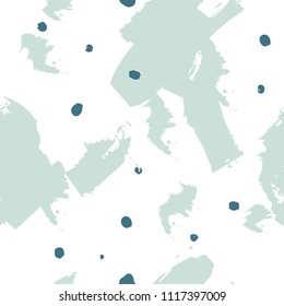 Vector Abstract Seamless Pattern. Trendy creative colorful background with grunge texture and dots for modern and original textile, wrapping paper, wall art design. Hand drawn brush strokes