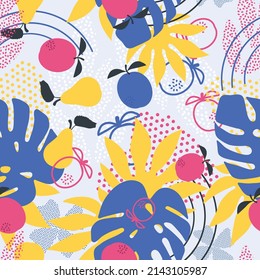 Vector abstract seamless pattern in trendy colors. 
