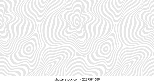 Vector abstract seamless pattern. Trendy abstract subtle background with curved lines, stripes, organic shapes, dynamic surface. Gray and white color. Optical art style. Modern elegant repeat design