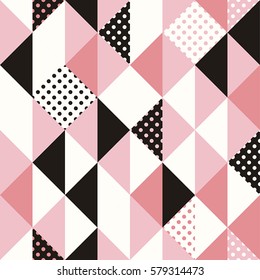 Vector abstract seamless pattern in trendy modern minimal style with geometric shapes - design templates for packaging, banners, prints and posters