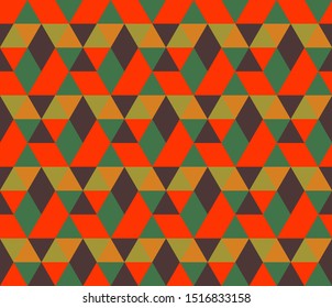 Vector abstract seamless pattern with triangles of different colors. Textile background for package, cover, greeting cards.