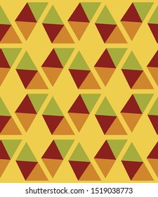 Vector abstract seamless pattern with triangles of different colors. Textile background for package, cover, greeting cards.