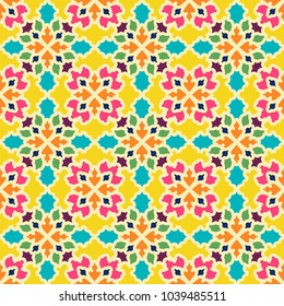 Vector Abstract Seamless Pattern. Vintage Color Geometric East Ornament Pattern. Ethnic decorative element. Boho Style.