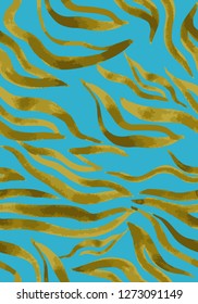 Vector abstract seamless pattern. Watercolor doodle figures made of stained ribbons. Water waves imitation. Zebra skin texture illusion. 