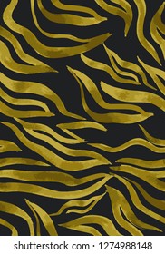 Vector abstract seamless pattern. Watercolor doodle figures made of stained ribbons. Water waves imitation. Zebra skin texture illusion. 