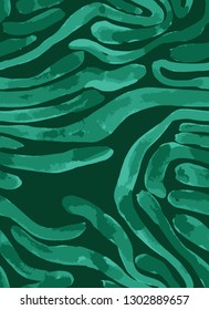 Vector abstract seamless pattern. Watercolor doodle figures made of stained ribbons. Water waves imitation. Zebra skin texture illusion. 
