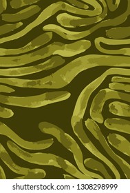 Vector abstract seamless pattern. Watercolor doodle figures made of stained ribbons. Water waves imitation. Zebra skin texture illusion. 