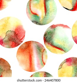 Vector abstract seamless pattern of watercolor circles
