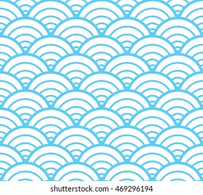 Vector abstract seamless pattern,  waves background.
Seamless pattern can be used for wallpaper, pattern fills, surface textures. blue white colors