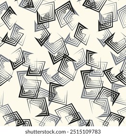 Vector abstract seamless pattern whit drawn by brush rhombuses.Modern stylish texture.White and black