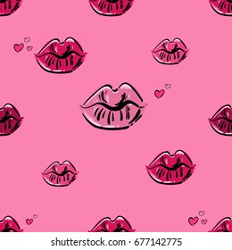 Vector abstract seamless pattern for your design. Kiss. Trendy background for your design fabric, wallpaper, t-shirts.