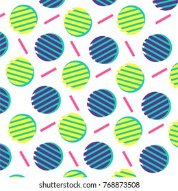 vector. Abstract seamless patterns 80's-90's styles. Trendy memphis style. Colorful geometric background set.