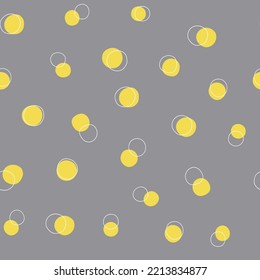 Vector abstract seamless polka dot pattern in yellow colors. Children's background. Can be used as clothing design, textiles, bed linen, stationery, packaging paper, Wallpaper