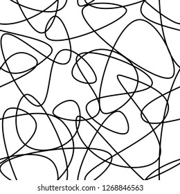 Vector abstract seamless scribble background. Fantasy modern tangled pattern. Digital tortuous design. Creative tangled composition.