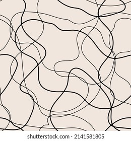 Vector abstract seamless scribble pattern. Random chaotic lines. Background with lines and waves.