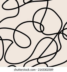 Vector abstract seamless scribble pattern. Random chaotic lines. Background with lines and waves.