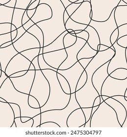 Vector abstract seamless scribble pattern. Random chaotic lines. Background with quirky lines