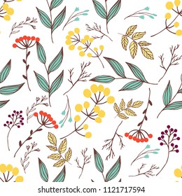 Vector abstract seamless simple floral pattern. Flower pattern. Spring pattern. Pattern for textiles or for cover. Wallpaper. Hand draw.