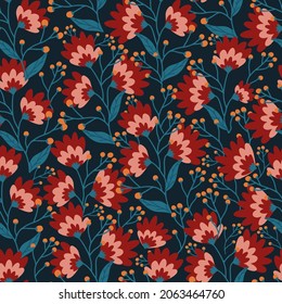 Vector abstract seamless simple floral pattern. Flower pattern. Spring pattern. Pattern for textiles or for cover. Wallpaper. Hand draw.