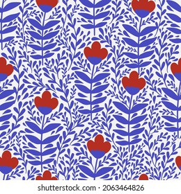 Vector abstract seamless simple floral pattern. Flower pattern. Spring pattern. Pattern for textiles or for cover. Wallpaper. Hand draw.