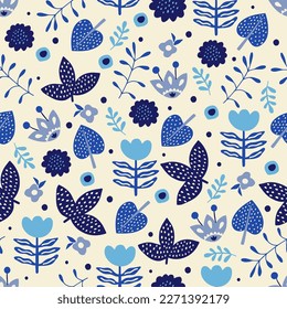 Abstrakte Vektorgrafik nahtlos einfaches Blumenmuster. Blumenmuster. Frühlingsmuster. Muster für Textilien oder für Decken. Tapete. Handziehen.