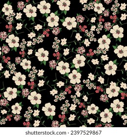 Vector abstract seamless simple floral pattern. Flower pattern. Spring pattern. Pattern for textiles or for cover. Wallpaper. Hand drawn.