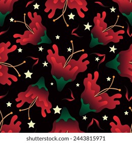 Vector abstract seamless simple floral pattern. Flower pattern. Spring pattern. Pattern for textiles or for cover. Wallpaper. Hand drawn, new year and christmas