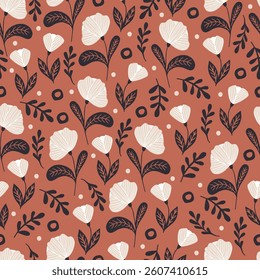 Vector abstract seamless simple floral pattern. Flower pattern. Spring pattern. Pattern for textiles or for cover. Wallpaper.