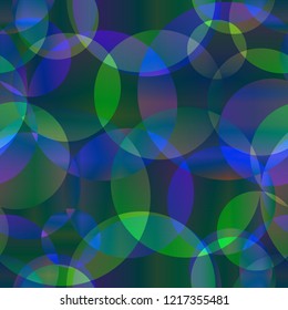 Vector abstract seamless soap background made of cosmic transparent blue circles and green bubbles for fabric or gift accessories on a languid background. For registration of sites banners leaflets.