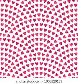 Vector abstract seamless wavy pattern with geometrical fish scale layout. Red mosaic stylized hearts on a white background. Fan shaped Valentine Day ornament. Holiday wrapping paper