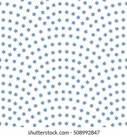 Vector abstract seamless wavy pattern with geometrical fish scale layout. Grey blue hexagonal stars on a white  background. Fan shaped Christmas wrapping paper. New Year snowflake holiday decoration