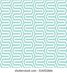 Vector abstract seamless wavy pattern with geometrical order. Blue triangular twinkles on a white background.