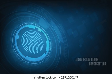 Vector abstract security system concept with fingerprint technology background.