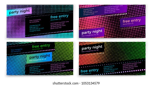 Vector abstract set of banner templates, bright halftone background with geometric shapes and place for your text.