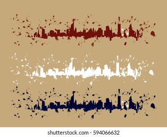 Vector abstract set
City silhouette ink and paint drops illustration