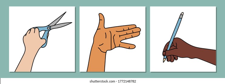 Vector abstract set of hand gesture design templates in trendy linear minimal style, vector illustration.