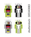 A vector abstract set of symbols - TV-heads people.