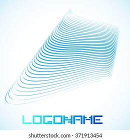 Vector abstract shape . Curved Lines . Design Element . Blue Painted stripes . Used as Banner . Template , Logo .