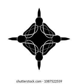 Vector abstract shape. Decorative ethnic element. Stylized ornate cross. Magic sign, decoration.