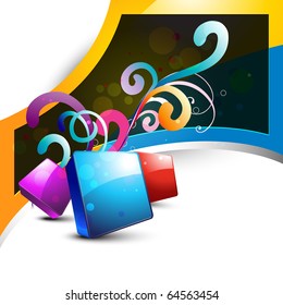 vector abstract shape design art with floral coming out