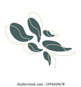 Vector abstract shape of green color with gold lines.