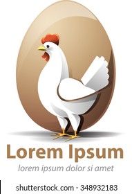 Vector abstract, shape hens, with a background of an egg, a chicken farm business logo, as well as fresh egg business .