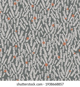 Vector abstract shape leaf and fruit illustration motif seamless repeat pattern dark grey background