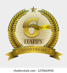 Vector abstract, shape number 6 year for happy anniversary symbol.